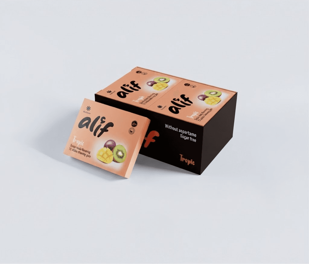 Alif tropical fruit chewing gum box